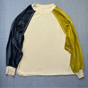 Easel Velour Colorblock Pullover Oversized Sweater Size S